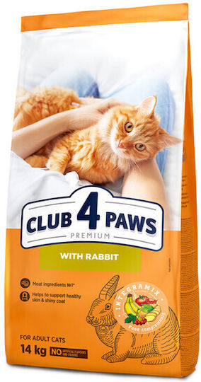 Club 4 Paws Dry Cat Food for Adult Cats with Rabbit / Meat / Chicken / Corn / Rice / Poultry / Salmon 14kg