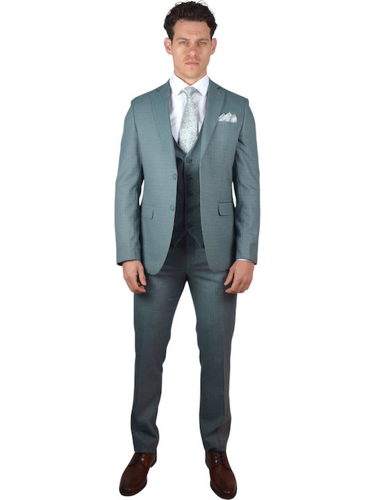 Men's Suit with Vest Green