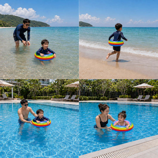 Rainbow Kids' Swim Ring with Diameter 50cm for 3 Years Old