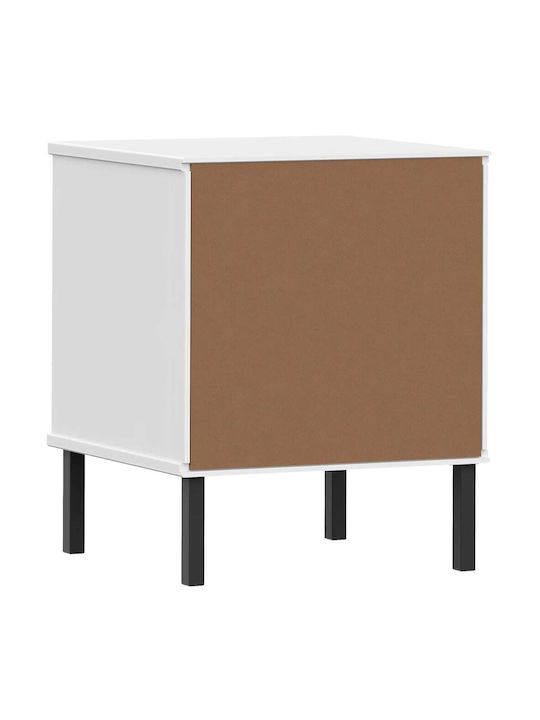 Nachttisch Oslo Holz mit Metallfüßen Weiß 40x35x48.5cm