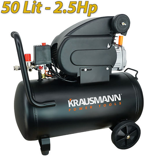 Krausmann Single-Phase Air Compressors with Power 2.5hp and Airtank 50lt 6710