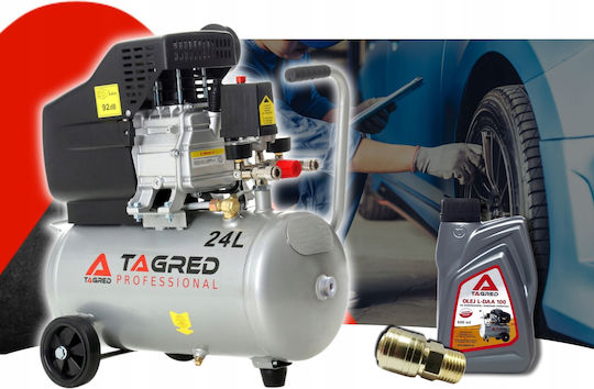 Tagred Einphasig Luftkompressor 95dB mit Leistung 3.4hp und Lufttank 24Es