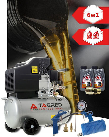 Tagred Einphasig Luftkompressor 95dB mit Leistung 3.4hp und Lufttank 24Es
