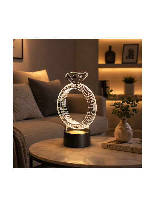 Decorative Table Lamp Ring LED Warm White 3D Illusion 3cm
