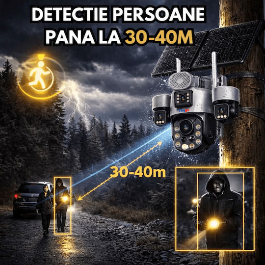 Taggo Taggo-Pro-X60 IP Cameră de Supraveghere 4G 4K Impermeabilă cu Baterie cu Comunicare Bidirecțională și Obiectiv de 1.6mm
