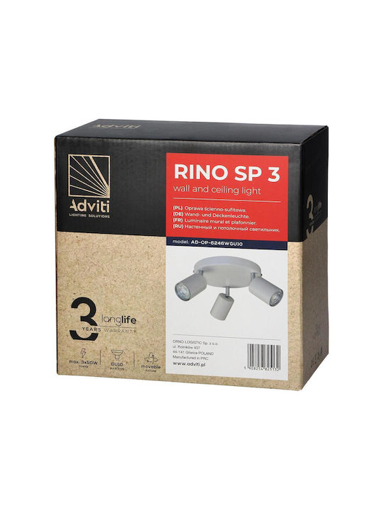 Adviti Triple Spot with Socket GU10 in White Color