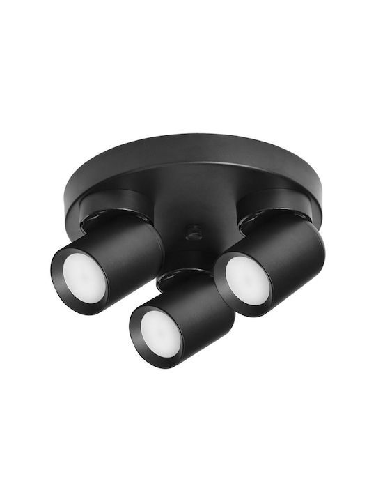 Orno Triplu Spot cu Soclu GU10 în Culoare Negru