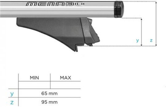 Menabo Aluminum Roof Bars Blade M Silver 118 Cm End Alfa High Dacia Duster I 5 Doors 2013>2018 Raised Rails 2 Pieces 12920/mb Mp.12920/mb-3