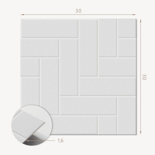 Vinyl Tile Stickers Printed Herringbone Brick Shape 9x30x30 Pcs