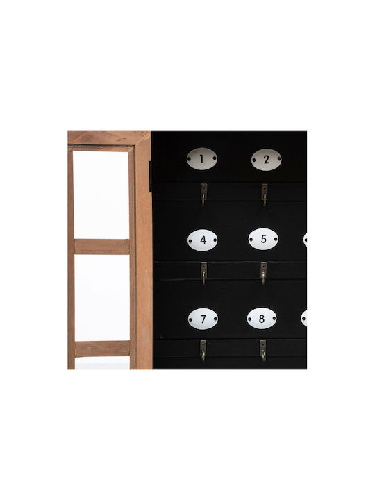 Wooden Wall Key Holder 9 Hooks 30x10x40cm