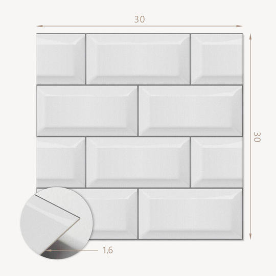 Vinyl Tiles Easy Wall Transformation Brick Design Tiles 9x30x30 Pcs