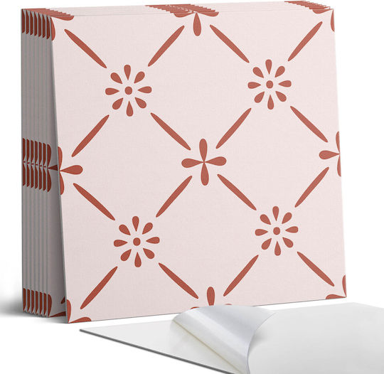 Set of Vinyl Tile Stickers Printed Elegant Floral Pattern 9x30x30 Pieces