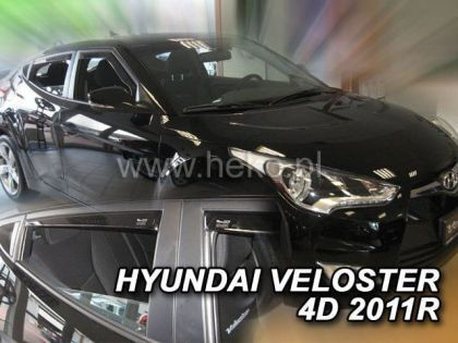 Heko Set of Windbreakers Front and Rear Car Dark Fime for Hyundai Veloster 4pcs