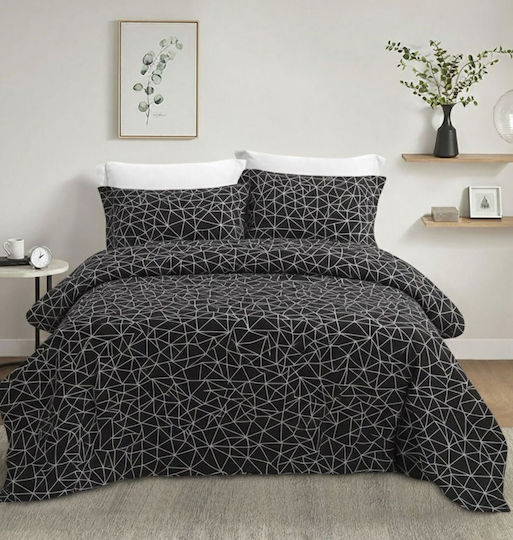 Olia Home Set Super dublu 4buc 160x200+35cm cu Elastic Negru