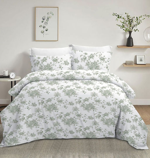 Olia Home Set Super dublu 4buc 160x200+35cm cu Elastic Dusty Green
