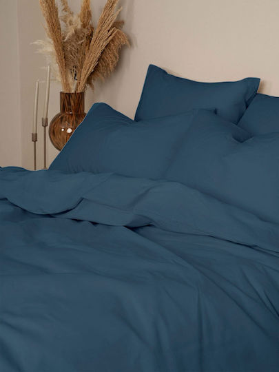 Sunshine Cotton Feelings 121 Bed Sheet Double With Rubber Hugger 120x200+30cm Sea Blue