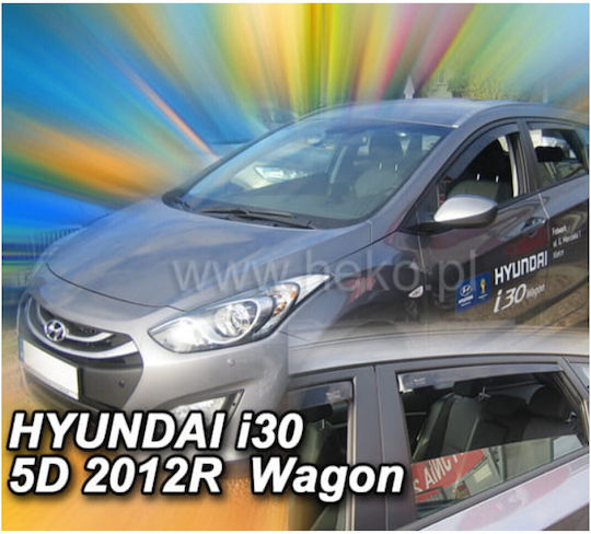 Heko Set of Windbreakers Front and Rear Car Dark Fime for Hyundai i30 4pcs
