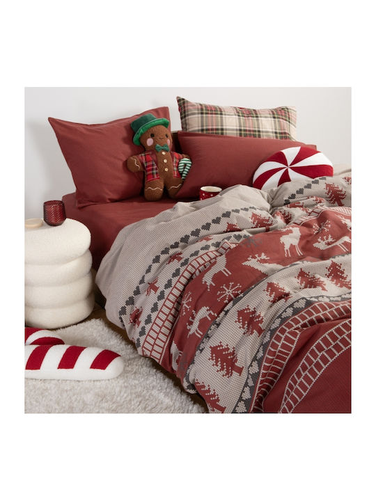 Nef-Nef Homeware Сет Чаршафи Фланелени 240x260см. Tinsel Bordo 4бр