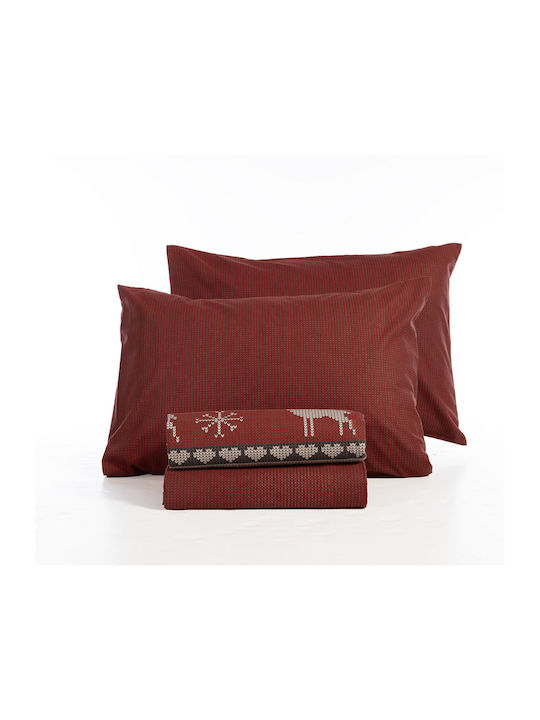 Nef-Nef Homeware Сет Чаршафи Фланелени 240x260см. Tinsel Bordo 4бр