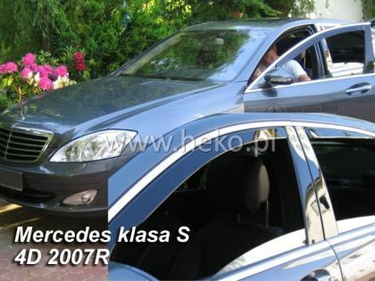 Heko Set of Windbreakers Front and Rear Car Dark Fime for Mercedes-Benz S 4pcs