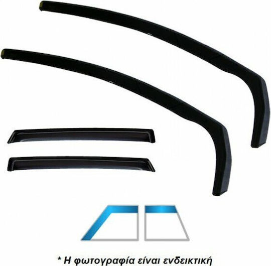 Heko Set of Windbreakers Front and Rear Car Dark Fime for Mitsubishi Lancer 4pcs
