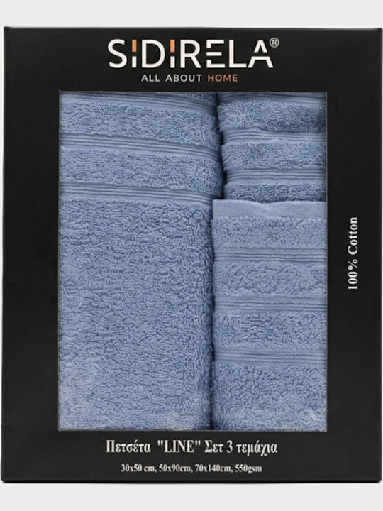 Sidirela 3pc Bath Towel Set Blue