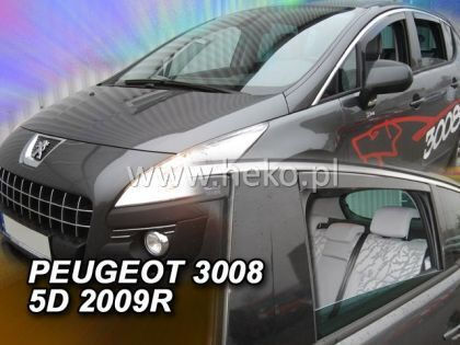 Heko Set of Windbreakers Front and Rear Car Dark Fime for Peugeot 3008 4pcs