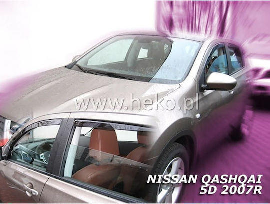 Heko Set of Windbreakers Front and Rear Car Dark Fime for Nissan Qashqai 5D 2007 4pcs