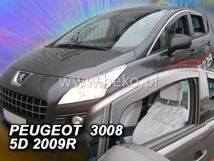 Heko Set of Windbreakers Front Car Dark Fime for Peugeot 3008 / 5008 2009-2017 / 5008 5D 2009+ 2pcs
