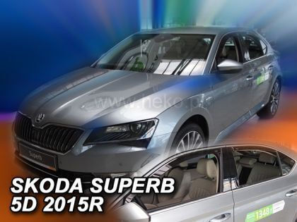 Heko Set of Windbreakers Front and Rear Car Dark Fime for Skoda Superb 4pcs
