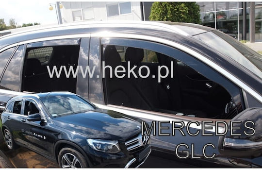 Heko Set of Windbreakers Front and Rear Car Dark Fime for Mercedes-Benz GLC 4pcs