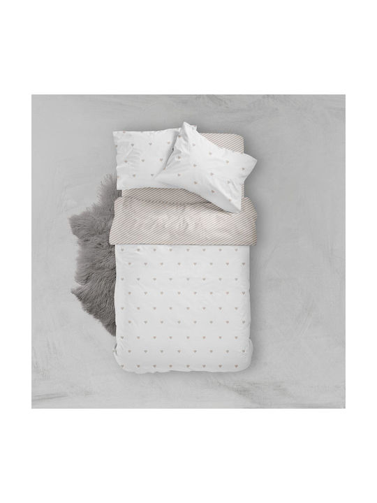 Borea Mix & Match Hearts Pillowcase Set Beige 50x70cm.