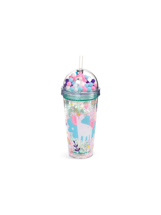 Puckator Glass Cup with Straw 500ml