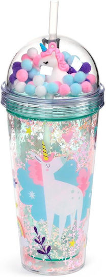 Puckator Glass Cup with Straw 500ml