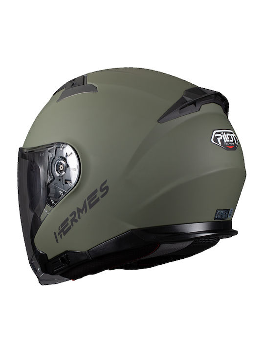 Pilot Hermes SV Mat Military Motorradhelm Jet ECE 22.06 1400gr mit Sonnenblende