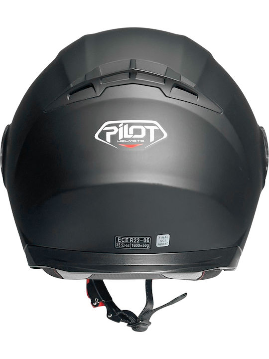 Pilot Road II Matt Black Motorradhelm Aufklappbar ECE 22.06 1600gr mit Sonnenblende