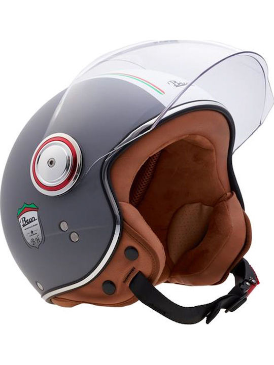 Beon B-110 Ferrari Grey Mat Motorradhelm Jet ECE 22.05 1000gr
