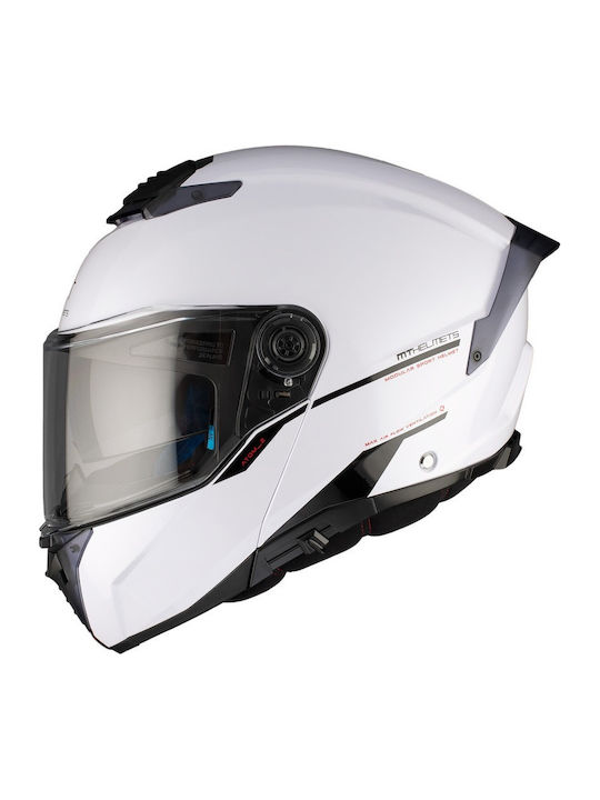 MT Atom 2 White A0 Motorcycle Helmet Flip-Up DOT / ECE 22.06 1650gr with Sunvisor