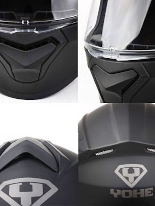 Yohe 935 SV Glossy White Motorcycle Helmet Flip-Up DOT ECE 22.05 1600gr with Sun Visor
