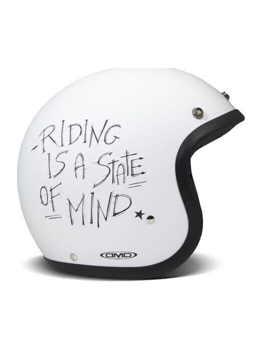 DMD Vintage Oldie White Motorcycle Helmet Jet ECE 22.05