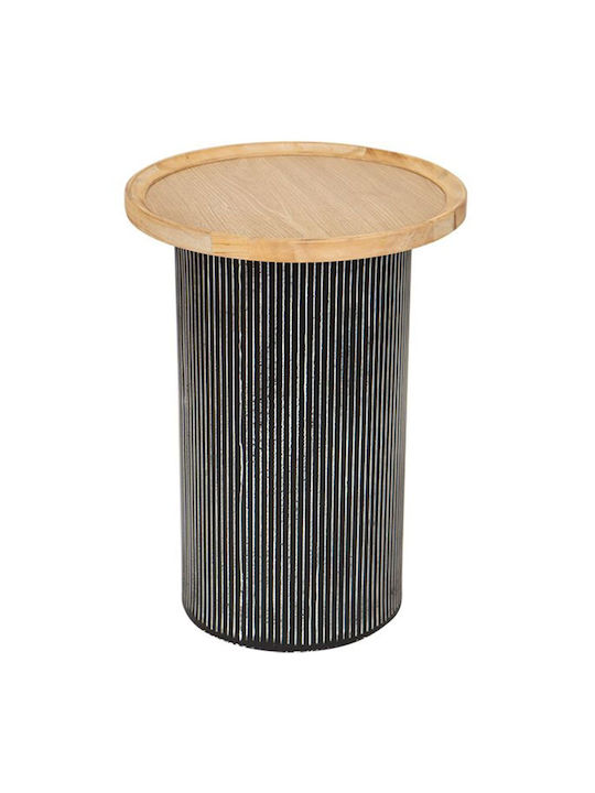Rundes Beistelltisch Aus Holz Natürliche Farbe Schwarz M35xB35xH51cm