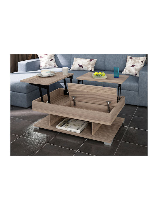 Rectangular Central Smart Wooden Coffee Table with Lifting Mechanism Grey W110xD70xH39cm