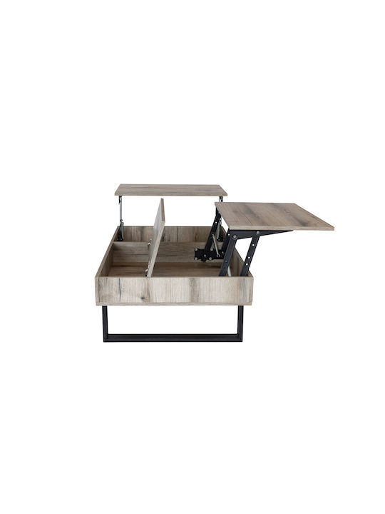 Rectangular Central Smart Wooden Coffee Table with Lifting Mechanism Grey W110xD70xH39cm