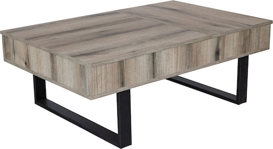 Rectangular Central Smart Wooden Coffee Table with Lifting Mechanism Grey W110xD70xH39cm