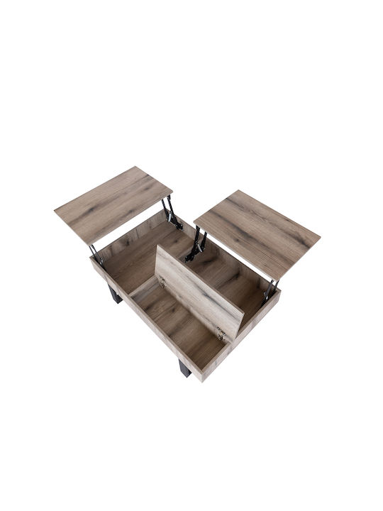Rectangular Central Smart Wooden Coffee Table with Lifting Mechanism Grey W110xD70xH39cm