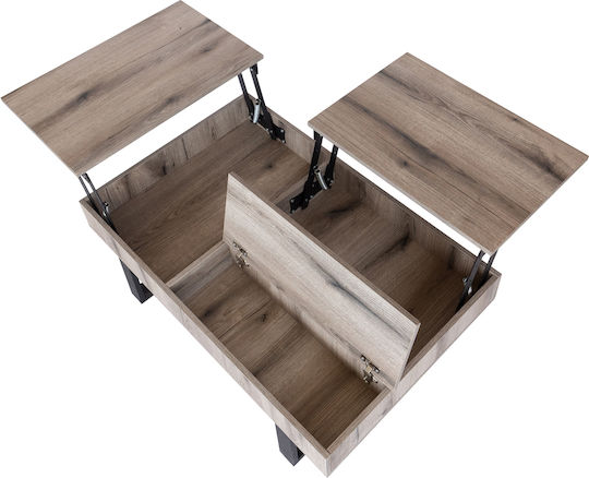 Rectangular Central Smart Wooden Coffee Table with Lifting Mechanism Grey W110xD70xH39cm