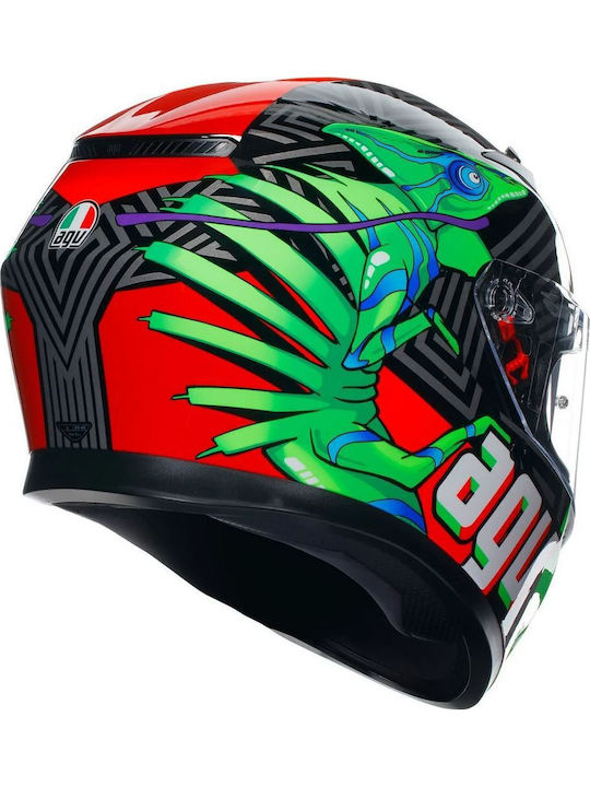 AGV K3 Kamaleon Black/Red/Green Cască Moto Față întreagă ECE 22.06 1500gr cu Pinlock