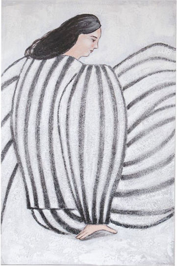 Gemälde Canvas Damenfigur Weiß-Schwarz 60x3.8x90cm