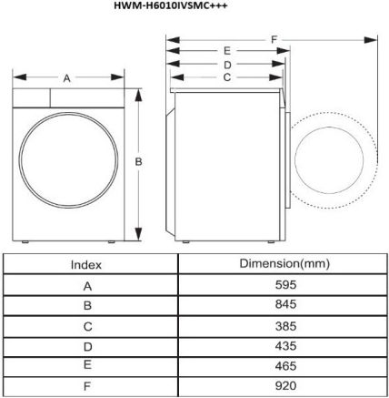 Heinner Washing Machine 6kg 1000 Rounds HWM-H6010IVSMC+++