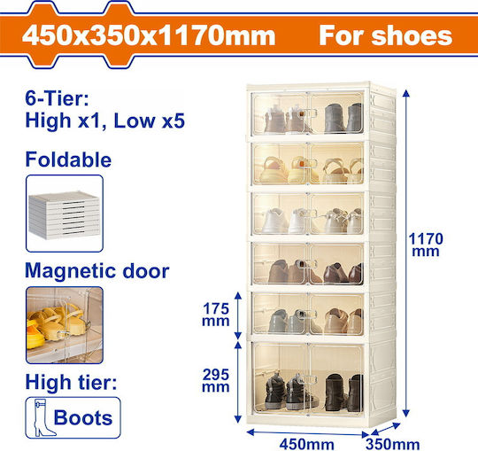 Organizator pantofi din plastic 45x35x117cm WFCB1106 Organizator pantofi din plastic 45x35x117cm WFCB1106
